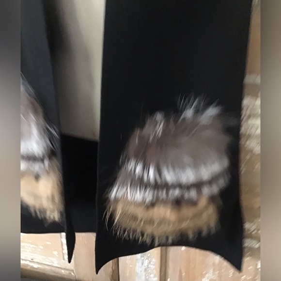 Linda Richards Fur Pocket Open Vest Cardigan Silver Fox Raccoon Size Small - Picture 3 of 10